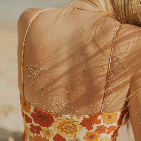 FLORA ONE-PIECE SWIMSUIT (retro flowers) boutique swimsuit brand - Picture 5 of 14